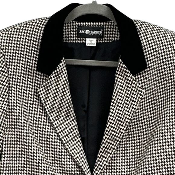 VTG Sag Harbor Blazer 10 Hounds Tooth Wool Blend Old Money Career Academia 90s - Picture 5 of 16